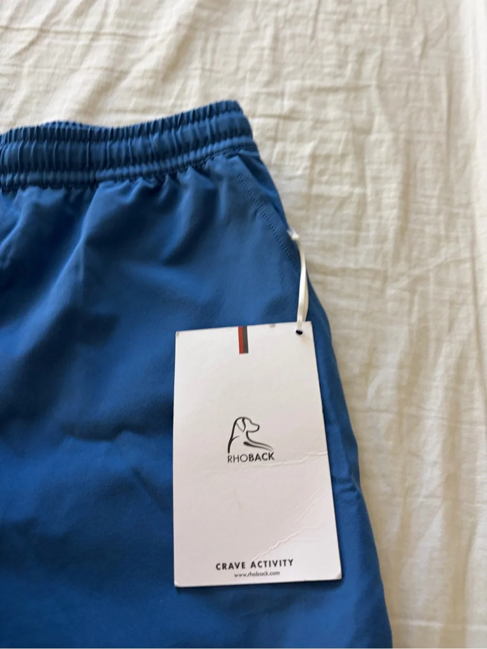 Rhoback Electric Blue Swim Trunks with White Drawstring